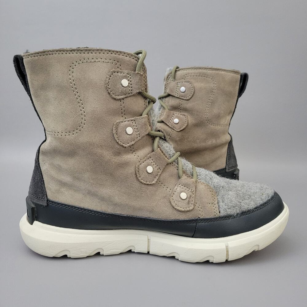 Sorel Explorer II Joan Felt Womens Size 9 WP Winter Boots Gray Black Lace Combat - Picture 3 of 10